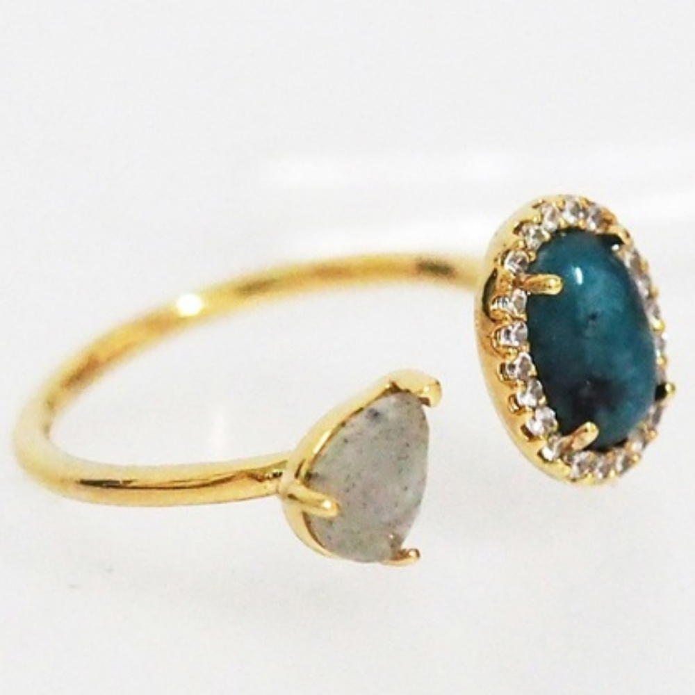 Tai Adjustable Labradorite Ring - Gold